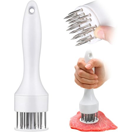 Kjøttmørner i rustfritt stål, 21 skarpe nåler, for bruning av biff, kalkun, kylling, biff, svin, fisk (svart)