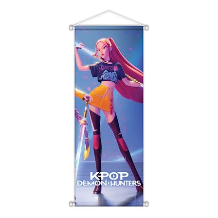 K-Pop Demon Hunters Veggrull | Stoff Hengende Plakat | Anime Rom Veggdekorasjon**Middels størrelse 3 (72x28cm)