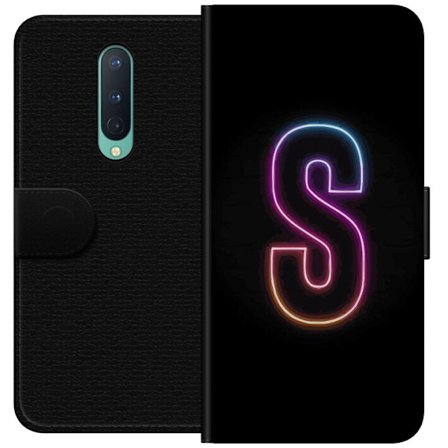 Yhteensopiva Lompakkokotelo OnePlus OnePlus 8 Neonkirjain S kirkkaissa pinkissä ja sinisissä sävyissä tummaa taustaa vasten, siisti kirjaintaide r