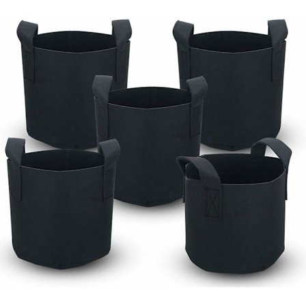 5-pack 20 liters - 5 gallons odlade växtpåsar - 25 x 30 cm - med bärhandtag - för trädgård växthus etc. - växtpåse