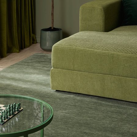 Wollteppich Einfarbig Handloom Fringes Grün