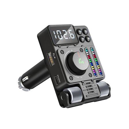 Multifunktionell Bluetooth FM-sändare för bil Bluetooth 5.3, ljudjustering, handsfree (svart)