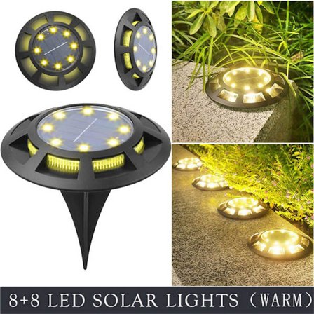 16LED Solar Powered Lamp Vattentät Mark Ljus Energisparande för Walkway Garden Villa Yard