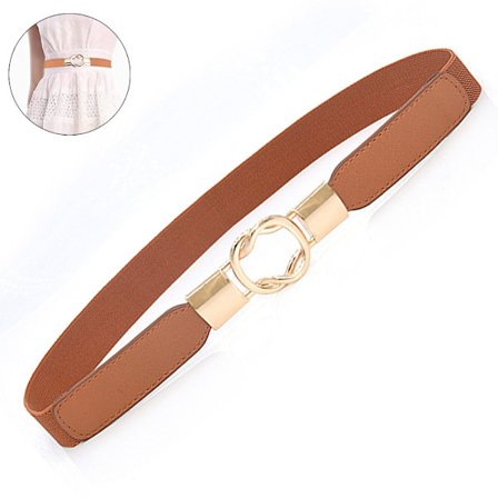 Retro elastiskt stretchigt metallspänne, smalt midjebälte för kvinnor,