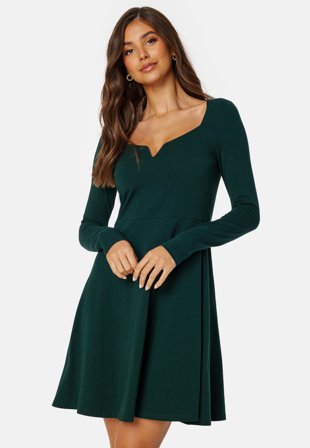 BUBBLEROOM Square V-neck L/S Skater Dress Klær