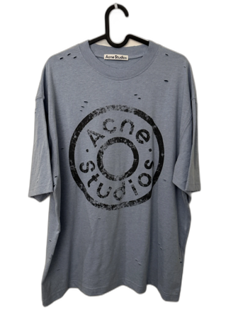 Blå Acne Studios t-shirt med jeans knapp tryck storlek M