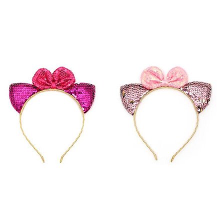 Sequin Bow Hair Accessories Baby Cat Ear Styling Headband Festive Dress Up