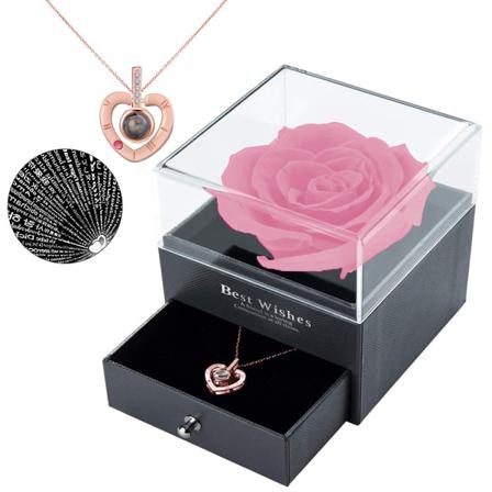 Evig Bevarad Rosblomma Presentförpackning Rosa