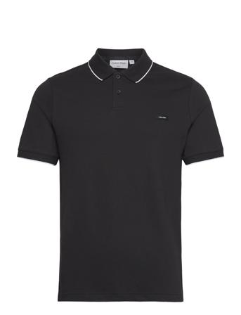 Stretch Pique Tipping Polo Polos Short-sleeved Svart Calvin Klein*Betinget Tilbud