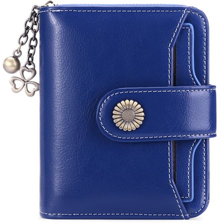 Ægte læder damepung i kort størrelse RFID-blokering W