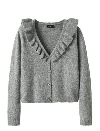 Nlfreave Ls Flounce Knit Cardigan Grey LMTD