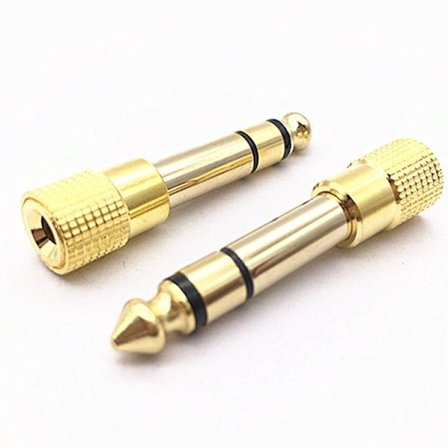 6,35 mm Han till 3,5 mm Hon Jack-adapter (2-pack) Förgylld Stereo Jack-adapter
