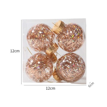 4 stk. Julekugler i Plastik til Juletræet - Hængende Pynt til Fest og Hjem
