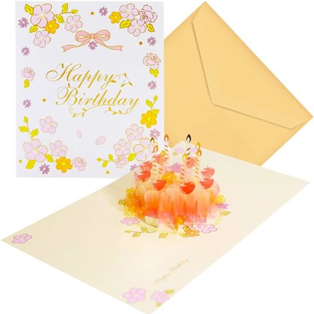 1 stk. 3D Fødselsdagskort, 3D Pop-up Kort, Fødselsdagshilsen