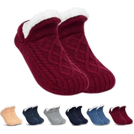 Indendørs skridsikre termosokker, fleecesox - fleeceforede skridsikre termotøfler sokker, v-mund Fluff