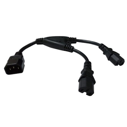 Y-type splitter Adapter kabel skjøteledning IEC320 C14 til 2xC15 hann til hunn