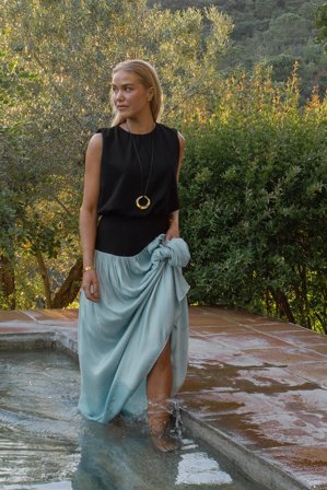 Moa Mattsson x NA-KD Robe longue fluide - Robes de soirée - Bleu - S