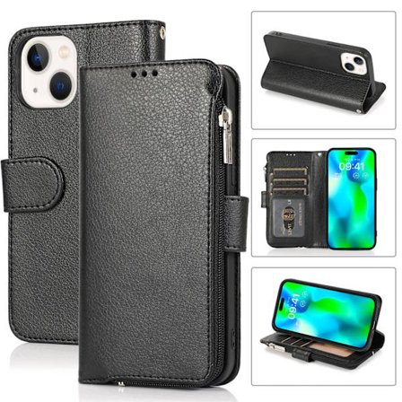 iPhone15PLUS - Stilrent Fodral med Dragkedja, Flip-Fodral med Axelrem