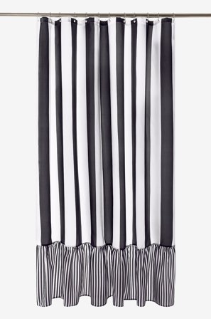 Jotex - Dusjforheng Med Volangen Svart/benhvit - ANDREA - Kjøp Dusjforheng hos Jotex