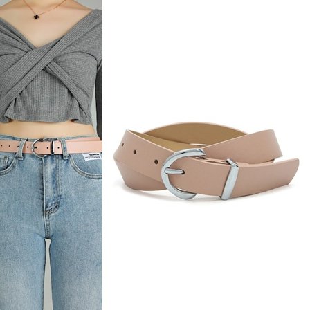 Silver Buckle Fashion Enkelt Spänne Dam PU Bälte Casua