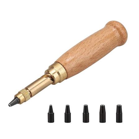 Skruhullstans for lær - 6 spisser - 1,5-4 mm - Utskiftbar for