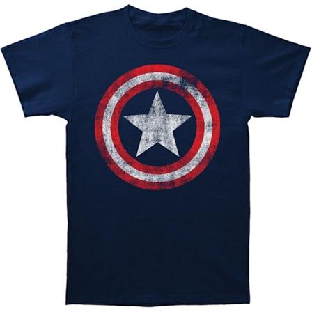 Captain America Unisex Vuxen Distressed Shield Bomull T-Shirt X Navy Blue XXL