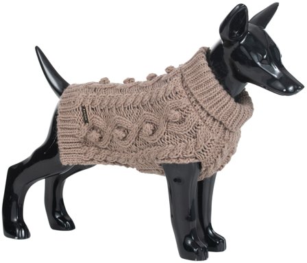 PAIKKA Handmade Knit koiran neulepusero, 20-30 cm, vaaleanruskea