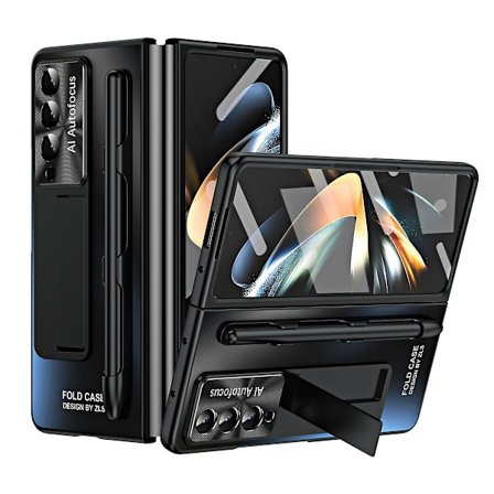 Ag Matte Hard PC Kickstand Fodral för Samsung Galaxy Z Fold3 5g, Med Glas Front Film/Stylus Pen