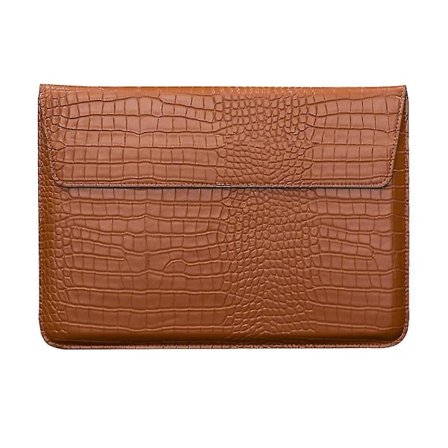 Krokodilmönstrad Väska i Konstläder med Flik, 13 tum Laptop Ställfodral, Laptop Skyddsfodral - Yvan brun