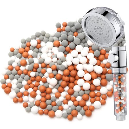 Packs Mineral Ball Efterfyldninger (2 Størrelser), Kalkfjerner Brusehovedkugler, Negative Ion Kugler til at Blødgøre Hårdt Vand og Eliminere Klor