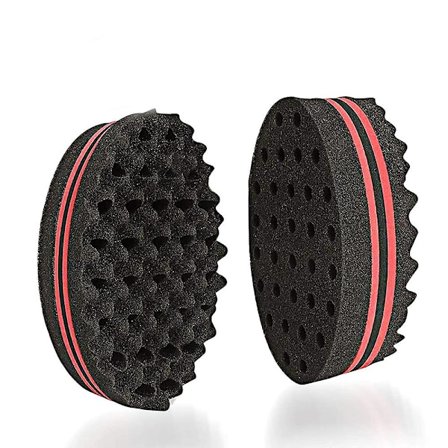 Svampar borstar, set med 2 dubbelsidiga små hål (8 mm hål) Afro Curl Curl Svampar borstar med 6,69" metall styling kam