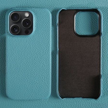 Etui til iPhone 14plus Påfugleblå læder højkvalitets første lag okselæder
