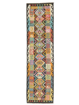 82X295 Alfombra Kilim Afghan Old Style Oriental De Pasillo Marrón/Negro (Lana, Afganistán) Carpetvista