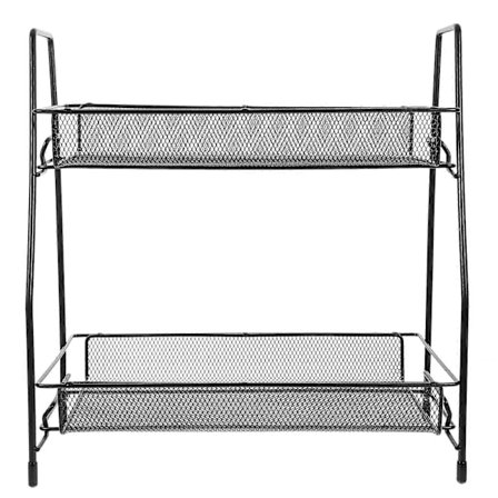 1 Keittiön työtason teline, kaksikerroksinen maustepulloteline, pöytätason rautateline