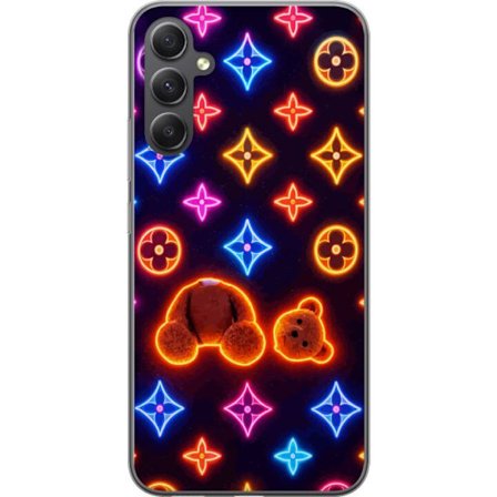 Kompatibelt Mobilskal till Samsung Samsung Galaxy A15 5G Neonfärgat lyxmönster med glödande nalle i pop art-estetik