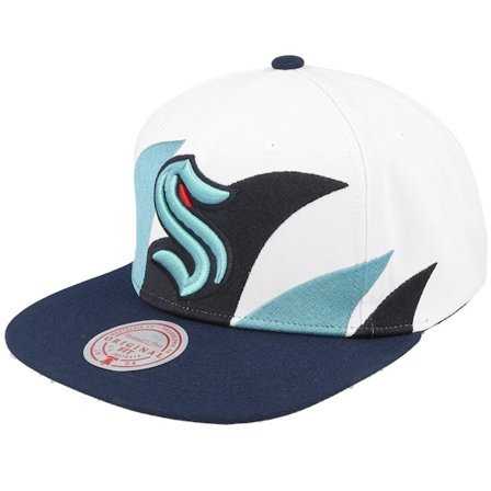 Mitchell & Ness - White snapback Gorra - Seattle Kraken Vintage Sharktooth White/Navy Snapback @ Hatstore