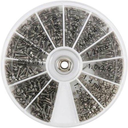 1000 stk. rustfrit stålskruesæt maskinskruesortiment til briller PC mobiltelefon