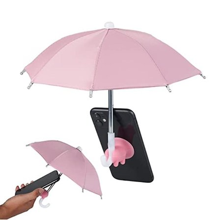 Telefon solskjerm paraply mobiltelefon paraply med sugekoppstativ utendørs telefon solskjerm solskjerm deksel (rosa)