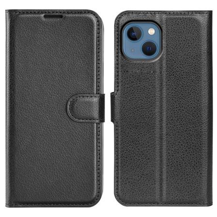 Litchi Iphone 14 Max Plånboksfodral - Svart Black