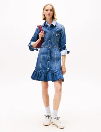 Tommy Jeans Western Denim Dress Di2057 - Blue - XS