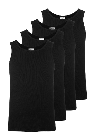 Resteröds Ekologisk Bomull, Rib Tank, 4-pack, Vit Underlinnen & t-shirts Herr Svart XL