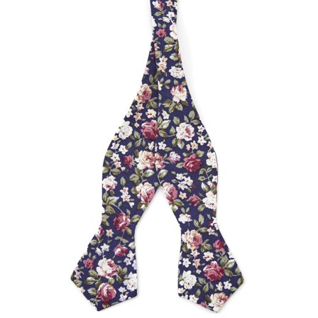 Dark Blue Floral Self-Tie Bow Tie for Men - Self-tie bow ties