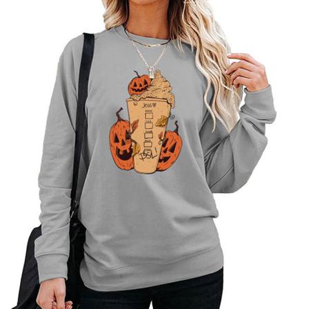 Kvinnor Halloween Tröja Med Rund Hals