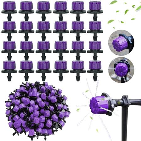 200 st 1/4 tums justerbart mikrodroppbevattningssystem Vattenslangar Anti-igensättning Emitter Dropper Lila Trädgårdstillbehör(Lila)