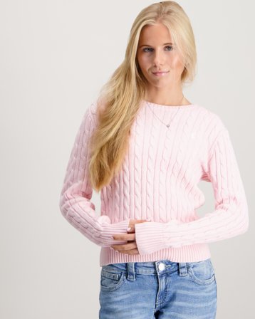 Polo Ralph Lauren Cable-Knit Cotton Sweater Rose Pulls Fille - Kids Brand Store