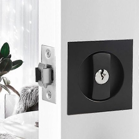 Låge dør lås og nøgle mortise lomme dør håndtag sæt usynlig dør håndtag legering 66mm sort