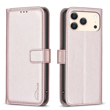 BINFEN iPhone 17 Pro Fodral Läder Roséguld