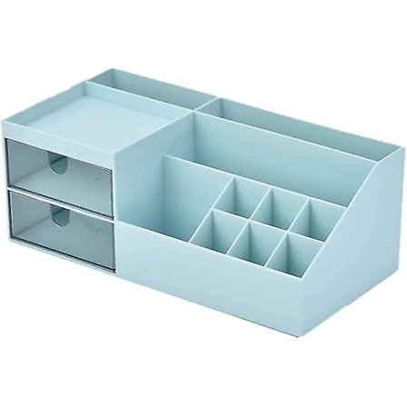 Skrivbordsförvaringslåda, Sminkorganisatör, Skrivbordslådorganisatör, Badrumsbänk eller Byrå - Blå