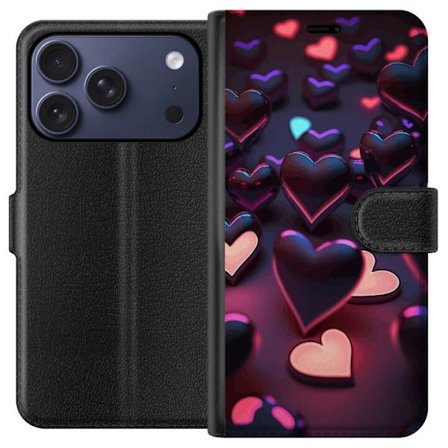 Kompatibelt Lommeboketui til Apple Apple iPhone 17 Pro Midnattshjerter