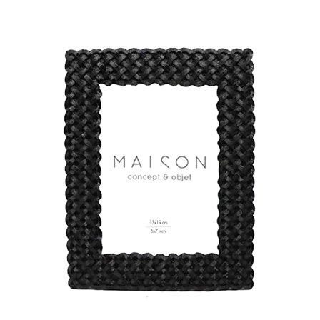 Sort polyresin fotoramme med glas, 21x8,6x19,8 cm